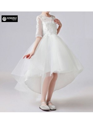 Vestito Cerimonia Damigella Comunione Asimmetrico Bambina Party Dress COM052B